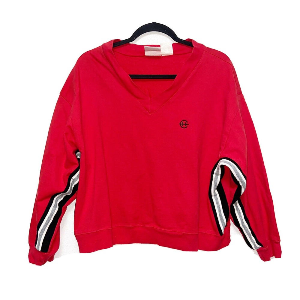 Vintage Create Havoc Red Cropped Sweatshirt Womens Size L/XL